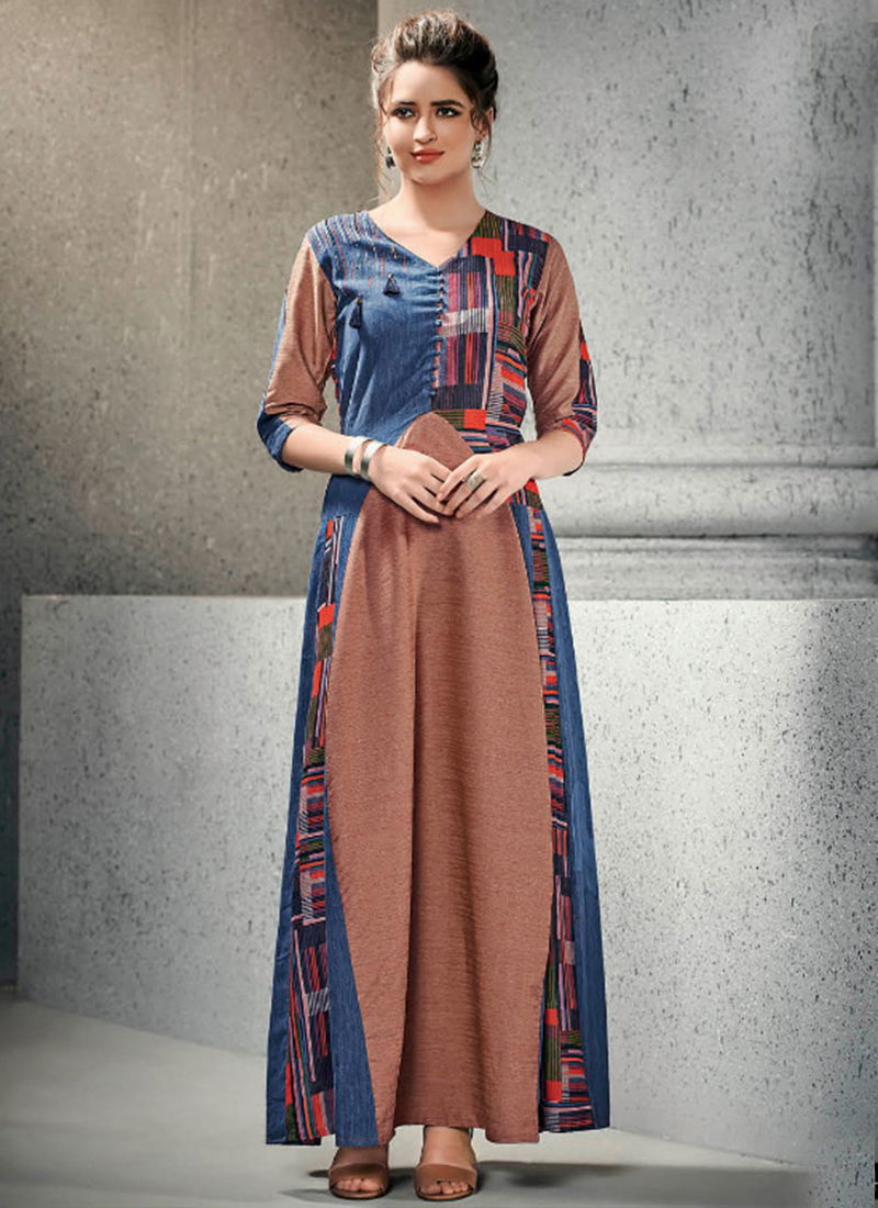 Shades Vol 2 Cotton Silk Satin Digital Print New Designer Long Kurti Collection 4191-4198